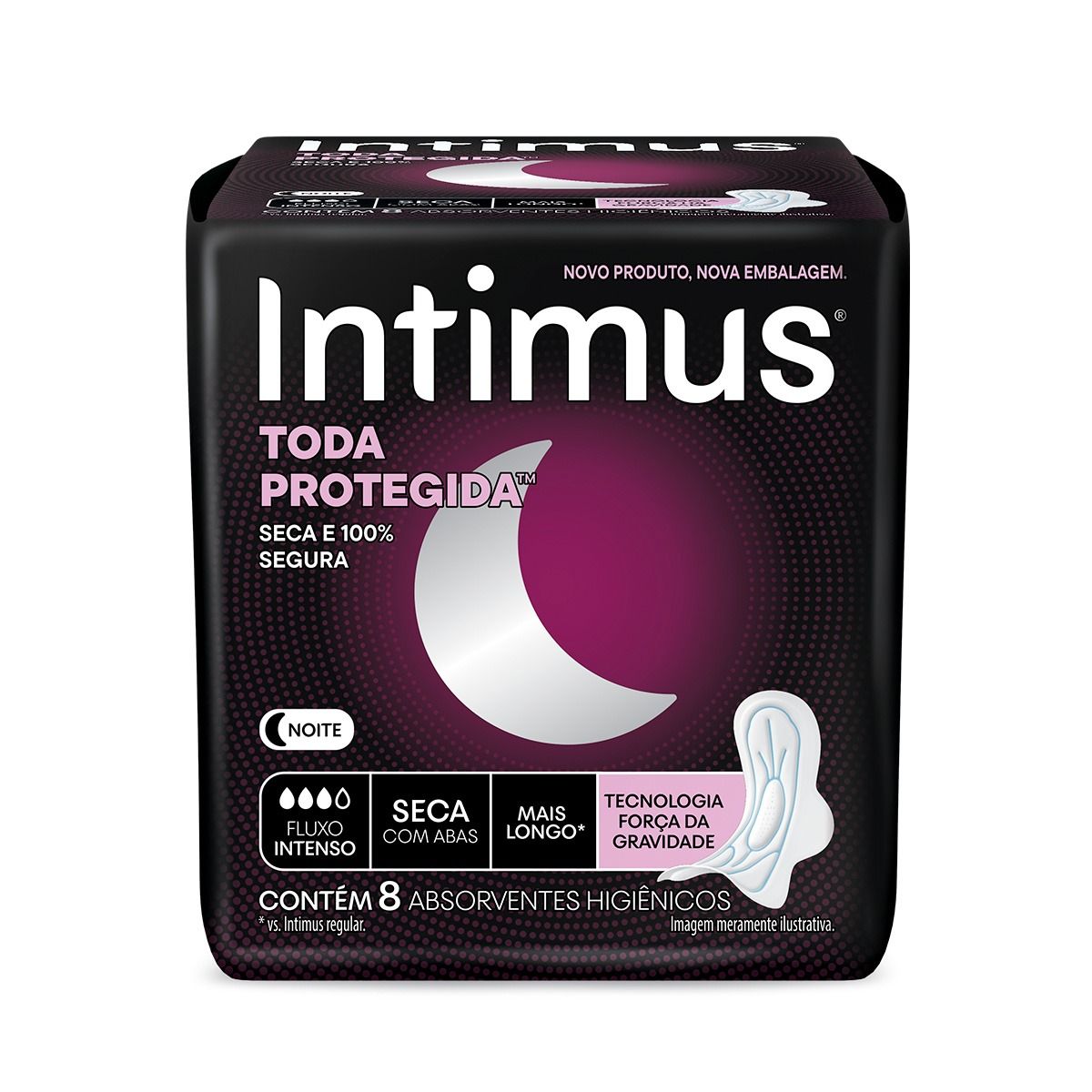ABSORVENTE INTIMUS NOTURNO SECA COM ABAS C/8 UNIDADES