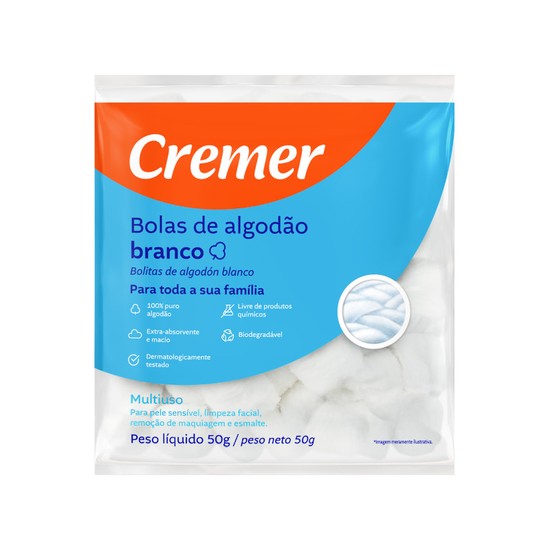 ALGODÃO BOLA CREMER PACOTE COM 50GR
